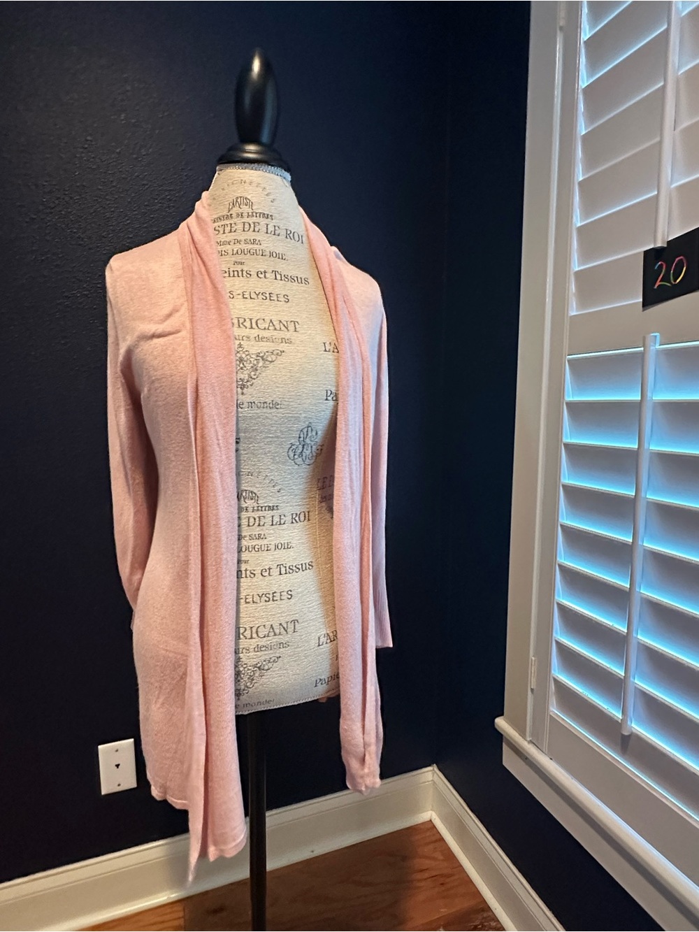 Joan Vass Blush Pink Open-Front Cardigan